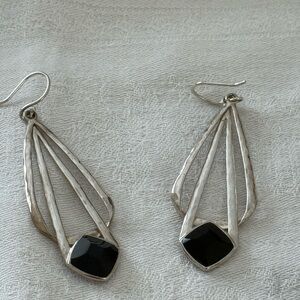 Silpada Silver Earrings with Black Accents